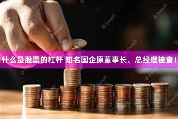 什么是股票的杠杆 知名国企原董事长、总经理被查！